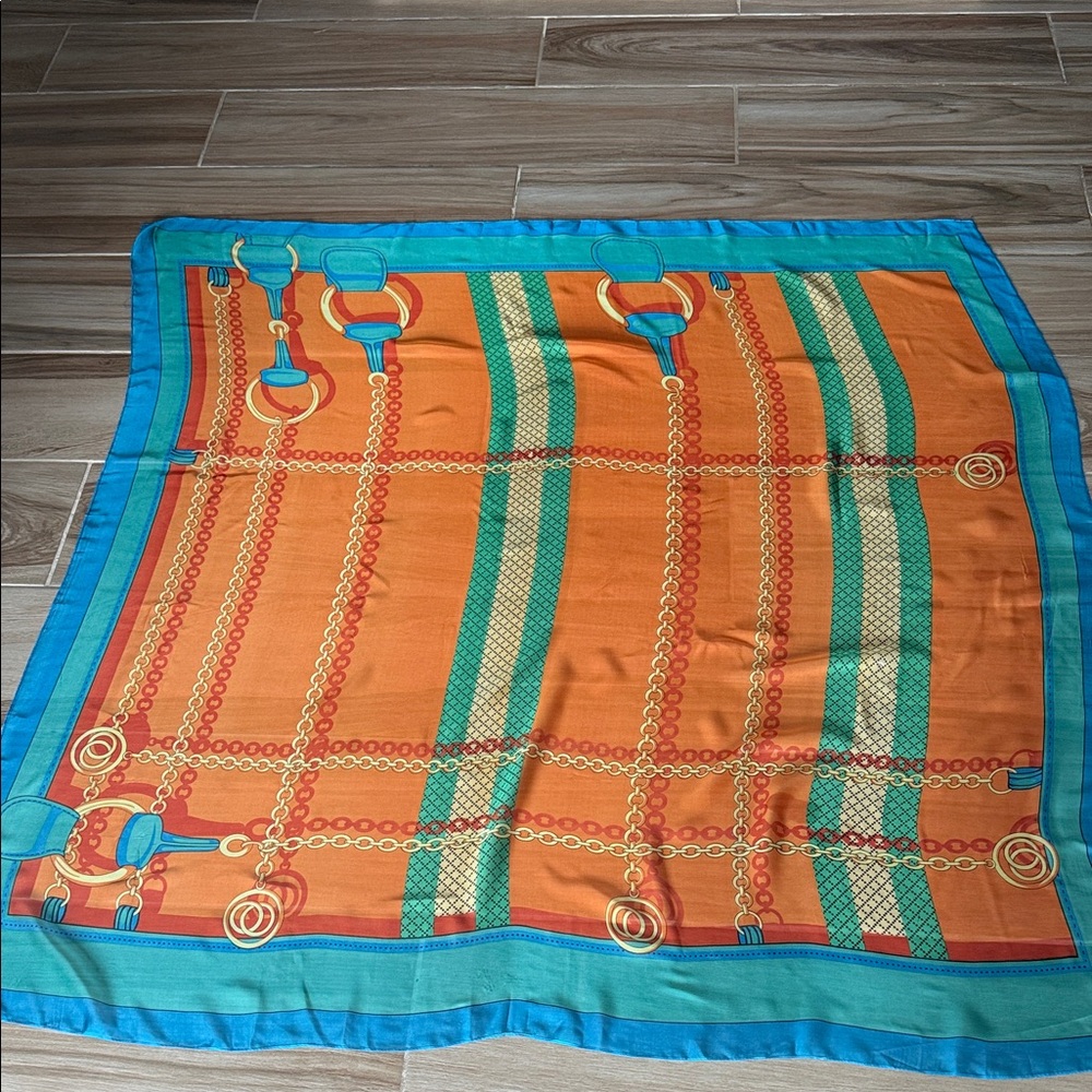 Vibrant Orange and Blue Scarf